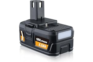 PERSEVER 18V 5.5Ah P108 Lithium Ion Battery replacement for Ryobi 18V Battery P108 RB18L50 RB18L40 RB18L25 RB18L20 RB18L15 RB18L13 P102 P103 P104 P105 P106 P107, Compatible with Ryobi 18V Power Tools