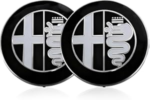 PRAOFRT 2 Pezzi 74mm Fregi Stemma Compatibili con Alfa Romeo Auto Logo Per Cofano Anteriore e Posteriore Emblema Stemmi in Metallo（Nero）