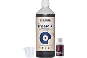 GROWMANIA.ES GROWMANIA Fish Mix di BioBizz 1L + Probe Boost Up di Up Nutrients + misurino | Stimolatore organico della crescita | Ideale per giardini domestici e impianti domestici