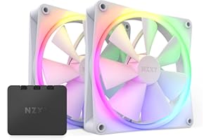 Nzxt F140 wentylator RGB – RF-R14DF-W1 – zaawansowane dostosowanie oświetlenia RGB – cicha praca – wentylator Twin (RGB i kontroler w zestawie) – wentylator 140 mm – biały
