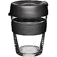 KeepCup Brew, Reusable Coffee Cup - Tempered Glass and Splashproof Sipper, M 12oz/340ml - Black