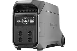 Station électrique portable EF ECOFLOW DELTA Pro 3, batterie LFP 4 096 Wh, extensible à 12 kWh, sortie CA 230 V 4 000 W, générateur solaire pour usage domestique, camping, urgences, camping-cars