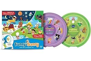 VTech - Funny Sunny, Pack Recharge N°1, 2 Disques, Histoires et Chansons du Soir, Fables Traditionnelles, Cadeau Enfant de 3 Ans à 8 Ans - Contenu en Français