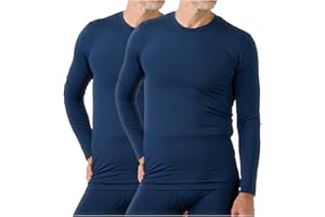 LAPASA Camiseta Termica Hombre Ligero (Pack de 1 & 2) Camisa Manga Larga Cuello Redondo Ropa Interior Termica Top Thermal Invierno Transpirable Thermoflux 100 M09/M26/M55