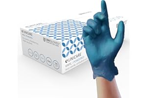 UNIGLOVES Unicare Guanti da esame in Vinile Blu - Guanti Monouso Multiuso, Senza Polvere e Lattice - confezione da 100 Guanti, Blu, Small (GS0082)