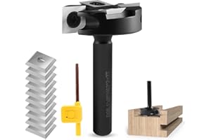 Trvoxviq Fresa da 8 mm, codolo 2, 2 flauti, diametro 38,1 mm, fresa per pialla con 10 piastre reversibili (12 x 12 x 2,2 mm), fresa piatta per la lavorazione del legno