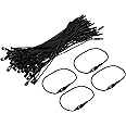 sourcing map Polyester Rope Hang Tag String Snap Lock Pins Loop Price Tag Fastener Plastic Tags Ties 120mm/4.72 Inch Length,1mm/0.04 Inch Dia,Pack of 100,Black