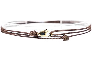 Made by Nami Tobilleras Fina para Hombres y Mujeres con Cierre de Mosquetón Hecha a Mano - Joyería Marítima para Surfistas - Tobilleras de Tela Minimalista - 100% Impermeable y Ajustable (Marrón Oro)
