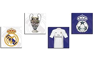 Decographics | Cuadros Decorativos | Decoración de habitaciones | 4 Cuadros (30x30, Real Madrid)