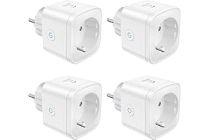 Presa Smart Alexa EIGHTREE, Presa Wifi(Schuko), Presa Intelligente con Monitoraggio Energia, Presa Temporizzata, Controllo Remoto, Compatibile con Alexa, Google Home e SmartThings, 16A 3680W, 4 Pezzi