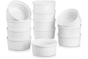 ‎MALACASA MALACASA, Serie Ramekin.Dish, 12-teilig Set Porzellan Weiß Soufflé Förmchen, 350ML Creme Brulee Schälchen Backofenfest, Cupcake Muffin Förmchen, Kleine Dessertschale und Pastetenförmchen