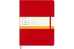 Moleskine Carnet de Notes Classic Lignées, Journal Couverture Rigide et Fermeture Elastique, Format XL 19 x 25 cm, 192 pages, Couleur Rouge Ecarlate,