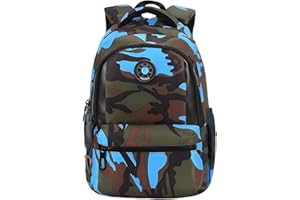 FNTSIC Cool Camouflage School Bags Children Backpacks Large Capacity Lightweight Shoulder Bags for Teenage Boys and Girls (Camo blue)