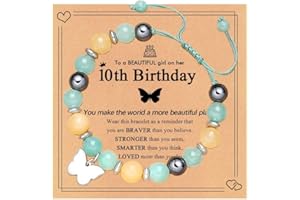 boocooberg 12 Year Old Girl Gifts, Gifts For 12 Year Olds Girls, With Message Card Natural Stone Butterfly Bracelet For Daughter Granddaughter Sister Friend,Birthday Gifts For Girls