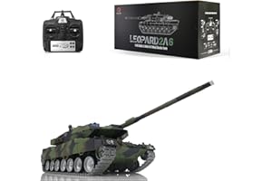wheelfun Heng Long 1/16 7.0 Customized Leopard2A6 RC Panzer 3889 Metall Tracks Barrel Retractable 360 ° Rotierender Turm Infrarot Kampf Lifting Barrel Licht Sound