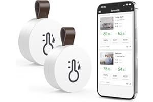 ORIA Bluetooth Thermometer Hygrometer, 2 Stk Kabelloses Thermo-Hygrometer Mini Temperaturmonitor mit APP, Daten Export, kompatibel mit iOS & Android, für Wohnzimmer, Babyzimmer, Haus