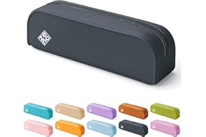 ZENO Estuche Escolar de Silicona – Estuche Negro para Bolígrafos y Lápices – Portatodo de Un Compartimento, Estuche Adolescente Hombre/Mujer, Neceser Pequeño – Negro - Black Sand