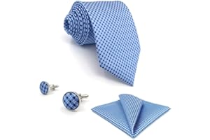 S&W SHLAX&WING Mens Ties Necktie Set with Pocket Square Cufflinks