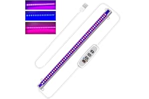 Craftsboys Grow Light Full Spectrum 10W for Indoor Plants, Auto On/Off, 48 LEDs /10 Dimmable Levels, Gardening Seedlings Greenhouse (Red/Blue, One Bar)