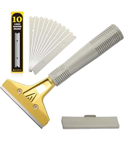 1,5 Pollici 2 Pezzi Rasoio Metallico Raschietto Con 10 Acciai Al Carbonio E 10 Lamiere Di Plastica Per La Rimozione Di Colla Vernice Decalcomanie Tinta - Foto 3