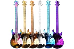 nuoshen Guitar Coffee Teaspoons, 6pcs Stainless Steel Musical Coffee Gifts for Man Cute Tea Spoons Set Ice Cream/Dessert/Stirring/Sugar Spoon