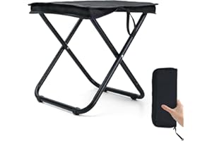 Outplea 13" Camping Stool with Ultralight Packable Frame, Folding Hunting Stool with Zippered Carrying Bag Seating for Outdoor Fishing Hiking Backpacking Travel Tent Beach, Black