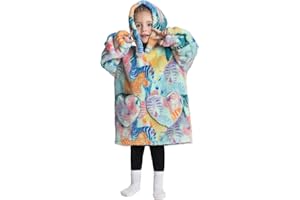 NUANHOM Wearable Blanket Hoodie for Kids Toddlers Super Warm Cozy Oversized Hooded Blanket Sweatshirt with Pocket for Little Girls Boys
