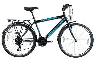 Rezzak 26 Zoll Fahrrad Herren Fahrrad Jungenfahrrad Herren Kinderfahrrad City Bike 21 Gang Schwarz Blau NEU -046