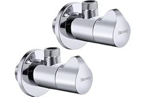 OHOTECY 2 Piezas Válvula De Ángulo De Grifo, G1/2''-3/8'' Válvula De Ángulo De Agua Fría Y Caliente, Válvula Triangular, Válvula De Ángulo De Acero Inoxidable Para Al Baño, Cocina, Fregadero