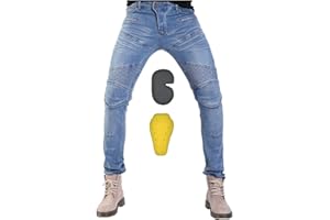 YXYECEIPENO Vaqueros De Moto Anti-caída, Pantalones De Moto Para Mujer La Tela De Mezclilla Lavada Es Resistente Al Desgaste, Cortavientos, Transpirable Y Resistente Al Desgarro Más Cómodo De Usar (S = 28)