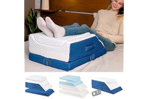 ‎RITALIA Ritalia | Beinhochlagerungskissen, Beine Blau, Memory Foam, 64x43x24cm | 3-Fach höhenverstellbar, atmungsaktiv, waschbarer Bezug | Entlastung bei Beinhochlagerung, Beinauflage