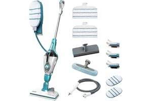 BLACK+DECKER Balai vapeur avec nettoyeur à main STEAMITT, 1300W, 11 accessoires, 99,9% des Bactéries et Germes Tués sans Produit Chimique, Temps de Chauffe: 15 s, 500 ml, FSMH13101SM-QS