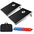 COSTWAY Bean Bag Toss Game, Foldable Design & Side Handle for Easy Movement, Aluminum Alloy CornHole Game with 8 Bean Bags and Waterproof Carry Case
