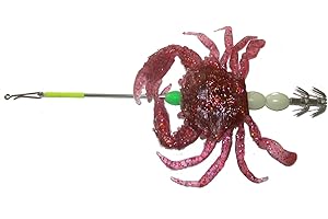 Piranha Fishing Line POLPARA da Barca A Spillo con Granchio Viola Glitterato Pesca al Polpo