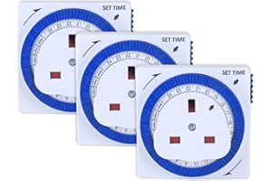 HUMIGA Mechanical Indoor Timer Socket Switch, 24 Hour Segment Timer Light Switch for Indoor Lights, Christmas Lights and Home Appliances,3 Pack.