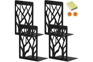 DIFIT Buchstütze, Buchstützen, 2 Parr(= 4 Stück) Metall Buchstützen, Schwarz Bücherstütze Book Holder, Bücherhalter für Regal, Bücherstützen für Büro/Schule/Zuhause, Bookends for Shelves, 12X9X16cm