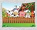 Produktbild Tapestry, Wall Hanging, Cartoon, Komposition Niedliche Bauernhoftiere auf Zaun Comic Maskottchen mit Hund Kuh P,wall hanging wall decor, Bed Sheet, Comforter Picnic Beach Sheet home décor 130 x 150 cm
