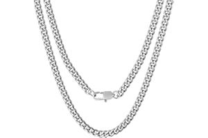 GAOHUI Cuban Link Chain Mens Chain, Silver Cuban Link Chain 316l Stainless Steel Mens Chain Necklaces Jewelry Gifts 18, 20, 22, 24, 26 Inch, Men's Jewelry Gift-With (Send Gift Box)