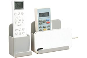 BESYLO TV Fernbedienung Aufbewahrungsbox, 2pcs Wandmontage Fernbedienung Halter, Wandmontage Handyhalter, Wand Halterung Fernbedienung Organizer, Fernbedienung Wandhalterung (Grau)