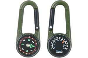 XUZOPIM Compass With Carabiner Hook Thermometer Multifunctional Portable Metal Carabiner For Camping, Hiking, Travel, 3-In-1 Compass