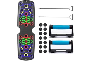 GENERISE Push Up Board 12 in 1 - Stazione di allenamento pieghevole portatile per bersaglio petto, schiena, spalle e tricipiti - Include maniglie, fasce di resistenza, adesivi antiscivolo e custodia