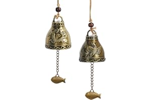 MEETANG 2 Stück Feng Shui Chimes Segen Glocken Dragon Phoenix Windspiel Chinesische Antike Klangspiele Fengshui Glocken Buddha Windspiele Wind Chimes Metal für Hausgarten Hängen Glück Segen