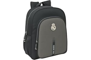 Safta REAL MADRID 3ª EQUIPACIÓN 24/25 - Mochila Escolar Niño, Mochila Infantil, Adaptable a Carro, Ideal para Niños en Edad Escolar, Cómoda y Versátil, Calidad y Resistencia, 32x12x38 cm