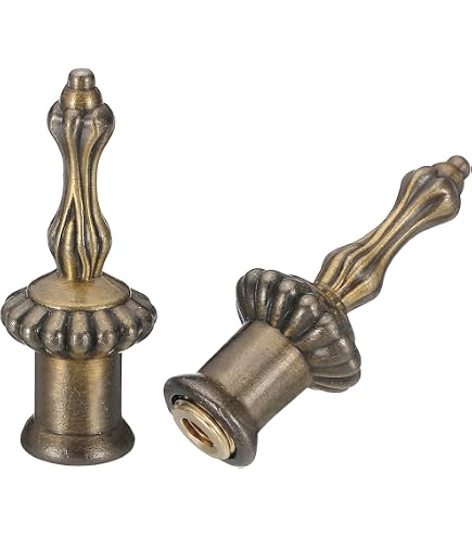 4-Pack Lamp Shade Finials – Screw-On Solid Brass, Gold + Antique Bronze, Spherical Design For Table/Floor Lamps