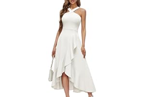 Bbonlinedress Robe Femme Chic et Elégant Mi Longue Fluide de Soirée Cocktail Mariage Bal Promo avec Bretelles sans Manches