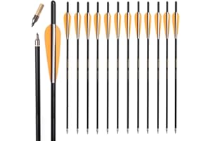 ACCMOS Bogenschießen Armbrustbolzen Pfeil ID 7.6mm OD 8.8mm 13" 16" 17" 18" 20" 22" Jagdpfeile 125 Grain Auswechselbar Pfeilspitze 12 Stück