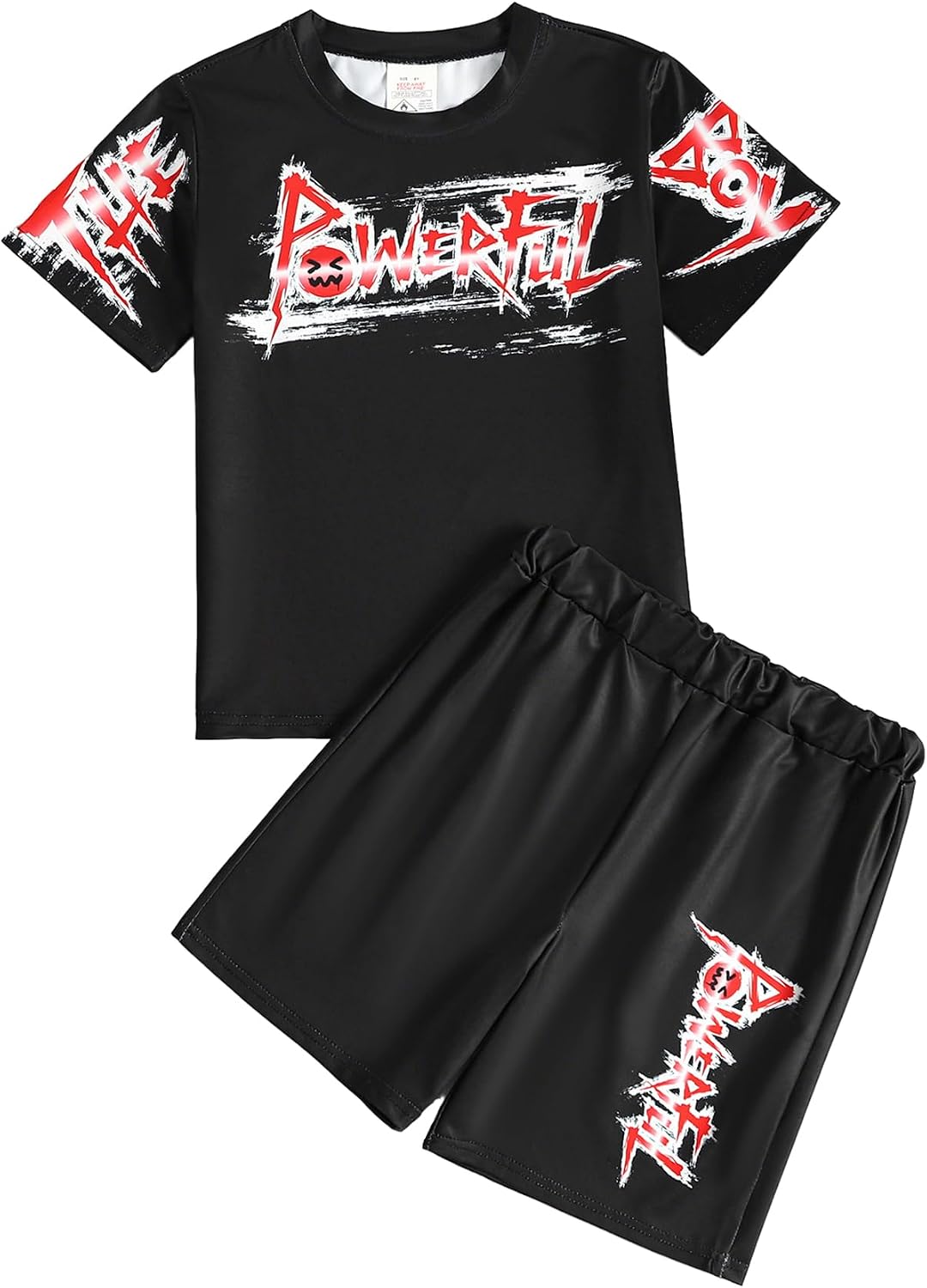Conjunto deportivo transpirable de verano para niños, camiseta de manga corta con cuello redondo y pantalones cortos casuales para jugar a diario