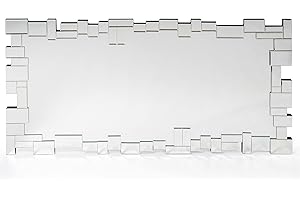 Norbe | Specchio Decorativo ESTER (140 x 70 cm)| Moderna Specchiera da Parete | Specchio Rettangolare | Specchio Bagno | Specchio per Soggiorno| Specchio Orizzontale e Verticale, Specchio Argento