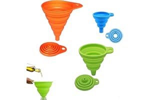 aqlbhz 3 Pcs Collapsible Silicone Funnel Set: Small, Medium, Large for Filling Bottles, Kitchen, Garage, Lab, On the Go