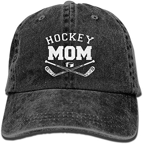 Hockey Mom Washed Retro Adjustable Cowboy Caps Golf Hat For Male Female -  Black - 